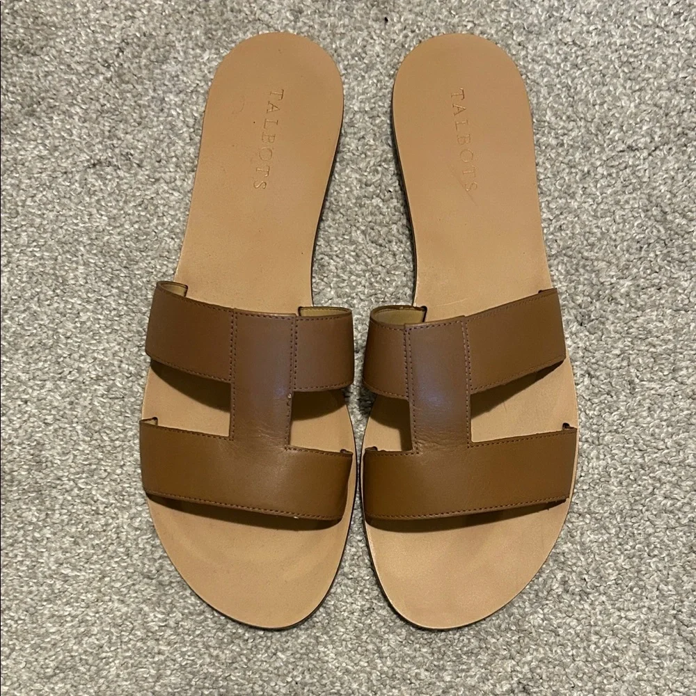 Talbots Tan Leather Slide Sandals - Picture 2 of 2